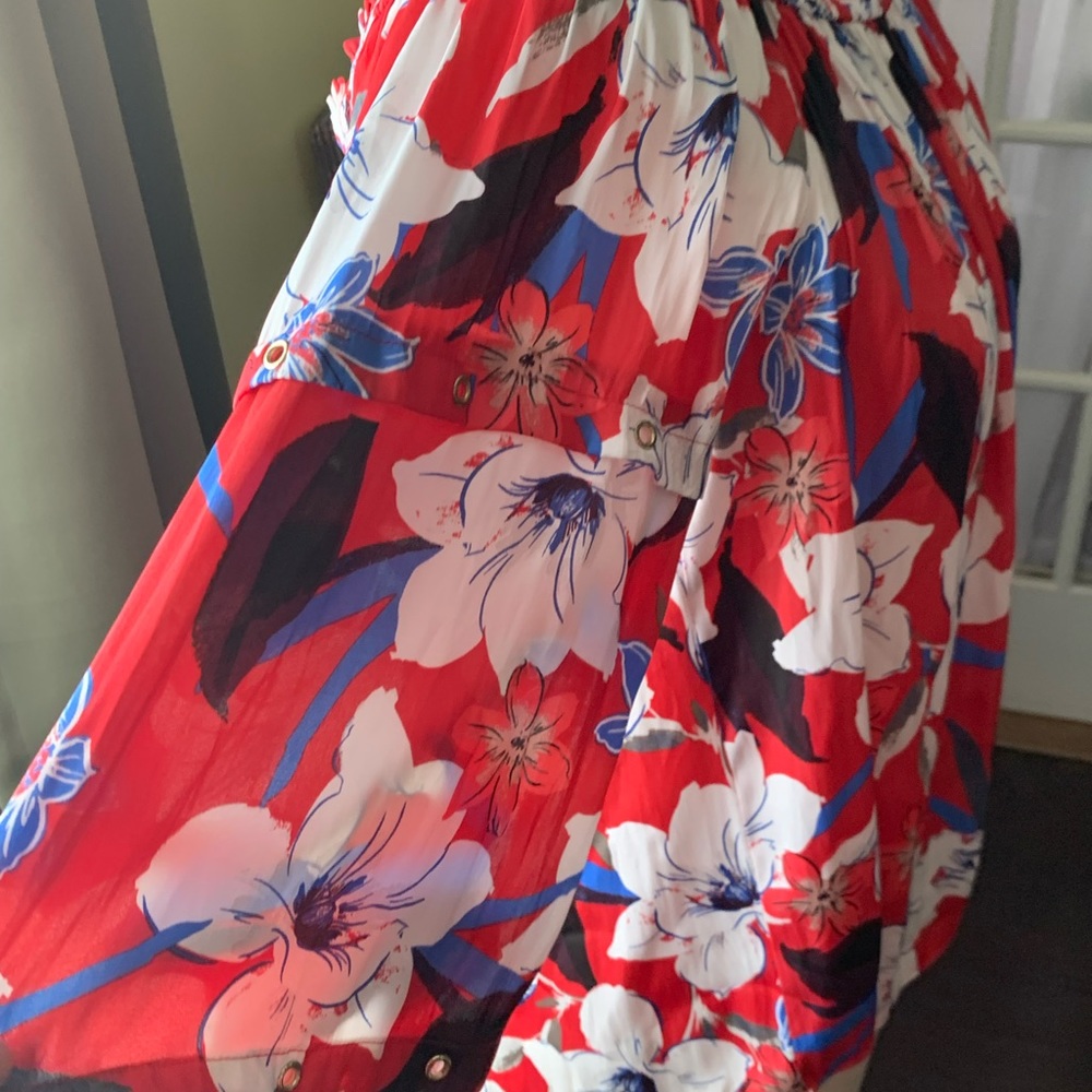 JENNIFER LOPEZ FLORAL OFF SHOULDER LONG SLEEVE TOP - Picture 7 of 12